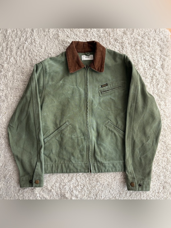 Backers Jackets & Blazers - Backers Army Green Barn Jacket with Brown Corduroy Collar